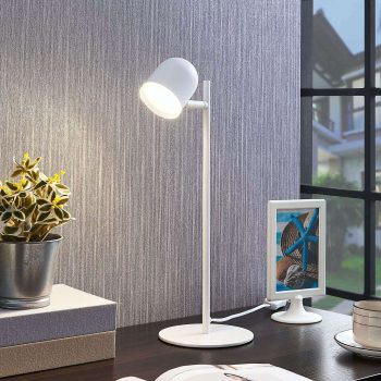 Lindby Ilka stolná LED lampa v bielej s vypínačom - Image 2