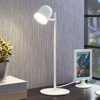 Lindby Ilka stolná LED lampa v bielej s vypínačom