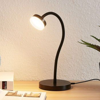 Lindby Dariel stolná LED lampa, čierna