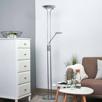 Stojaca LED lampa s lampou na čítanie Aras chróm - Image 2