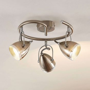 Lindby Jadon stropné LED svietidlo nikel 3p 29,7cm