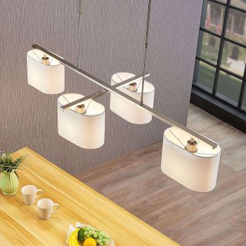 Textilná závesná lampa Tomira, 4-plameňová biela - Image 2
