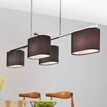 Textilná závesná lampa Tomira, 4-plameňová čierna - Image 2
