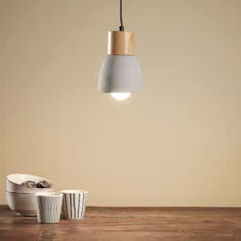Betónová závesná lampa Margot s drevom 1-plameňové - Image 2