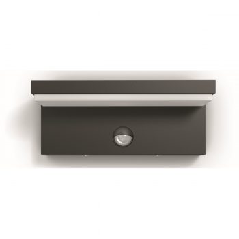 Philips 16484/93/P3 Bustan Vonkajšie nástenné LED svietidlo s čidlom 22 cm, antracit