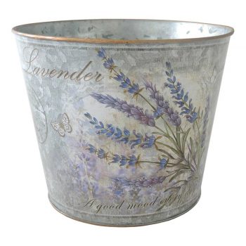 Plechový kvetináč Lavender, 18 x 15 cm