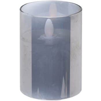 Sklenený svietnik s LED sviečkou a časovačom, 10 cm, sivá