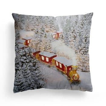 Domarex Svietiaca obliečka na vankúšik s LED svetielkami Christmas Train, 45 x 45 cm