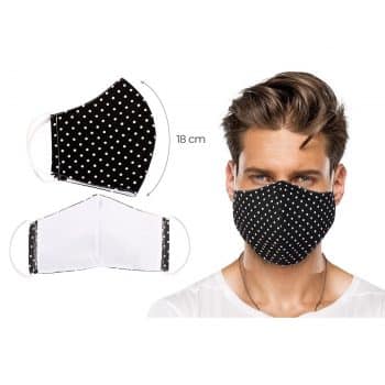 Bellatex Ústne bavlnené rúško Bodka čierna - veľké, čierna, XL