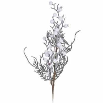 Vianočná vetvička s bielymi bobuľami Vanessa, 60 cm