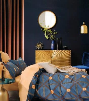Bavlné béžovo modré posteľné obliečky s geometrickými tvarmi 3 časti: 1ks 160 cmx200 + 2ks 70 cmx80 Modrá 70 x 80 cm 36936-176542