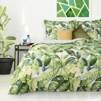 Bavlnené posteľné obliečky s exotickým motívom zelenej farby 3 časti: 1ks 160 cmx200 + 2ks 70 cmx80 Zelená 70x80 cm 25441-149692