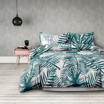 Bavlnené posteľné obliečky zeleno bielej farby Šírka: 160 cm | Dĺžka: 200 cm Biela 70x90 cm 14348-41766
