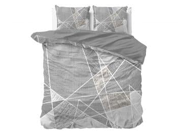 Bavlnené posteľné sivé obliečky s geometrickým tvarom 200 x 220 cm 36326