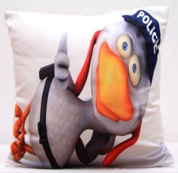 Biela obliečka na vankúš s detským motívom vtáka policajta 40x40 cm Biela 3186-124162