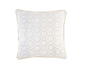 Bielo zlatý dekoračný vankúš so zlatým lemomo z kolekcie LUXURY 45 x 45 cm 39693 Biela