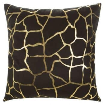 Čierna zamatová obliečka na vankúš so zlatým vzorom 45x45 cm Čierna 34829-166939