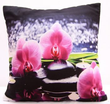 Čierne obliečky na vankúš s ružovými orchideami 40 x 40cm 3599-124194