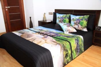 Čierne prehozy na posteľ s motívom pláže Šírka: 220 cm | Dĺžka: 240 cm 3527-103398