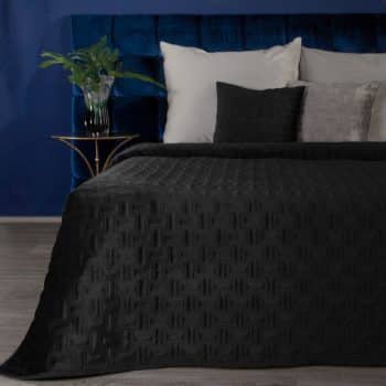 Čierny zamatový prehoz na posteľ v nadčasovom designe Šírka: 170 cm | Dĺžka: 210 cm 39953-184024