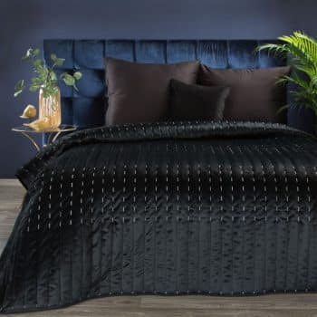Elegentný čierny zamatový prešívaný prehoz Šírka: 170 cm | Dĺžka: 210 cm 40663-185719