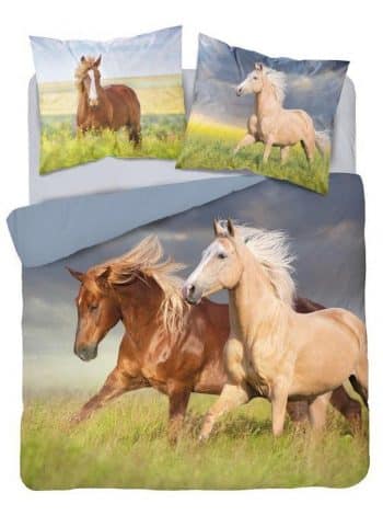 Krásne béžové obojstranné bavlnené posteľné obliečkys motívom koní 3 časti: 1ks 160 cmx200 + 2ks 70 cmx80 Béžová 70 x 80 cm 39909-183951