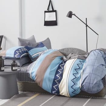 Krásne modré bavlnené posteľné obliečky s geometrickým motívom 3 časti: 1ks 160 cmx200 + 2ks 70 cmx80 Modrá 40690-185826