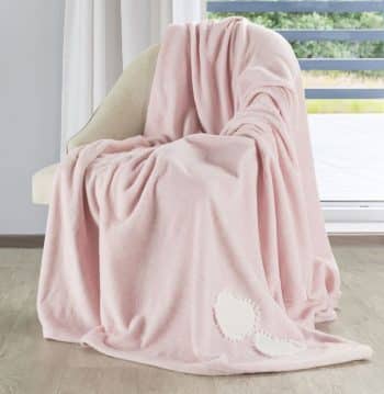 Krásne pohodlné deky v rúžovej farbe s bielym srdiečkom na boku 23029-141379  150 x 200 cm