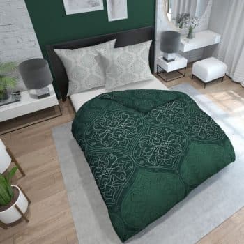 Krásne zeleno sivé bavlnené posteľné obliečky s ornamentom 3 časti: 1ks 200x220 + 2ks 70 cmx80 Zelená 70 x 80 cm 38999-182924
