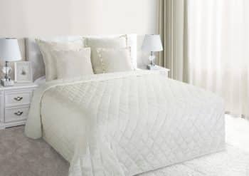 Krémovo biely prešívaný zamatový prehoz Šírka: 170 cm | Dĺžka: 210 cm 31273-160877