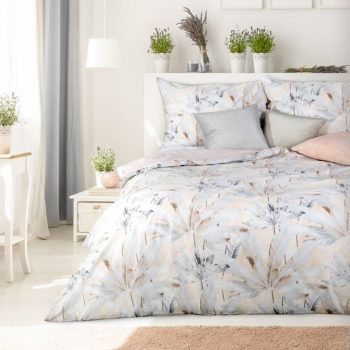 Luxusné bavlnené posteľné obliečky s motívom rastlín 3 časti: 1ks 160 cmx200 + 2ks 70 cmx80 Sivá 25495-149809