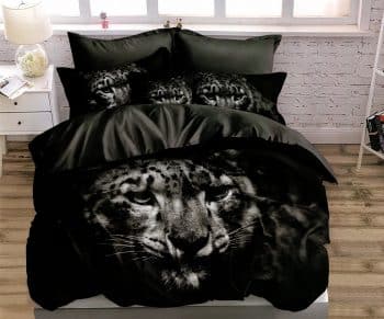 luxusné čierne posteľné obliečky s motívom leoparda 3 časti: 1ks 160 cmx200 + 2ks 70 cmx80 Čierna 37874-179088