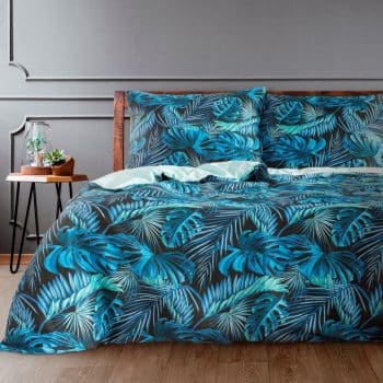 Luxusné saténové obliečky s modrým exotickým motívom 70x80 cm 27923-153816