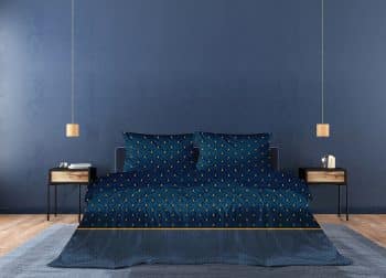 Luxusné tmavo modré vzorovae posteľné obliečky bavlnený satén 3 časti: 1ks 160 cmx200 + 2ks 70 cmx80 Modrá 70 x 80 cm 39079-183136