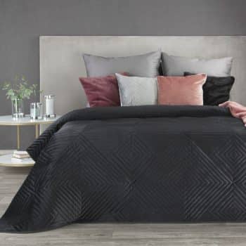 Luxusný čierny zamatový prehoz s geometrickými tvarmi Šírka: 170 cm | Dĺžka: 210 cm 33239-177290