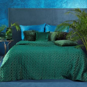 Luxusný zelený prehoz prešívaný hrubou zlatou niťou Šírka: 220 cm | Dĺžka: 240 cm 21767-153518