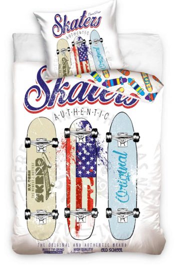 Moderné biele obojstranné posteľné obliečky SKATE 2 časti: 1ks 160 cmx200 + 1ks 70 cmx80 Biela 140 x 200 cm 38817-182255