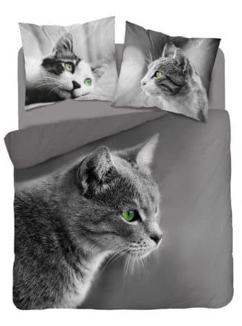 Moderné obojstranné sivé posteľné obliečky s motívom mačky 3 časti: 1ks 160 cmx200 + 2ks 70 cmx80 Sivá 70 x 80 cm 39903-183939
