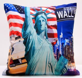 Modré obliečky na vankúše s americkým motívom sochy slobody 40x40 cm 3182-124168