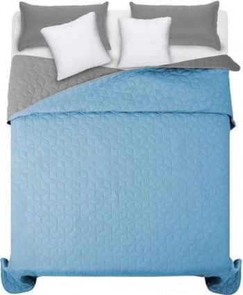 Modro sivý prehoz na manželskú posteľ so vzorom diamantu 220 x 240 cm  41308-192113