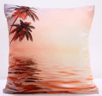 Obliečky na vankúše lososovej farby s motívom paliem pri mori 40x40 cm 3164-124169