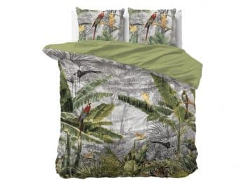 Obojstranné bavlnené zelené posteľné obliečky z kolekcie JUNGLE 220 x 240 cm 37016