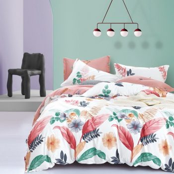 Originálne biele moderné posteľné obliečky s motívom kvetov 3 časti: 1ks 180x200 + 2ks 70 cmx80 Biela 38439-182381