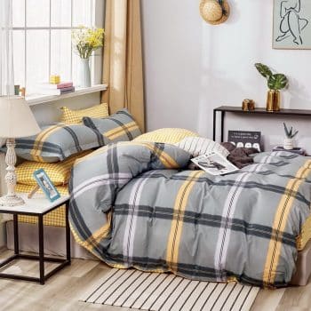 originálne sivo žlté posteľné obliečky s geometrickým motívom 3 časti: 1ks 180x200 + 2ks 70 cmx80 Žltá 70 x 80 cm 38705-182428