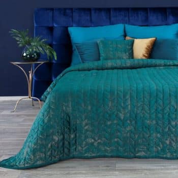 Originálny tyrkysový prešívaný prehoz so zlatým vzorom Šírka: 220 cm | Dĺžka: 240 cm 33301-164103