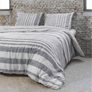 Pásikavé posteľné návliečky sivé LINENIST GREY 200 x 220 cm 12893