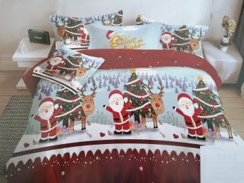 Posteľné obliečky na vianoce s potlačou mikuláša a soba 140 x 200 cm  2 časti: 1ks 140x200 + 1ks 70x80 41472-195353