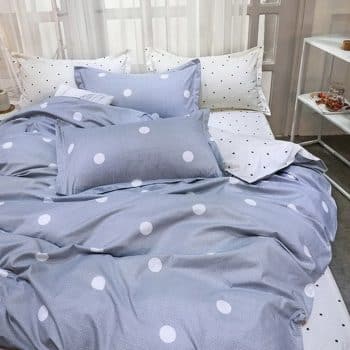 Šedé posteľné obliečky s bodkami 4 časti: 1ks 160 cmx200 + 2ks 70 cmx80 + plachta Sivá 38160-180526