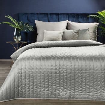 Sivo strieborný zamatový prešívaný prehoz na posteľ Šírka: 170 cm | Dĺžka: 210 cm 40661-185715