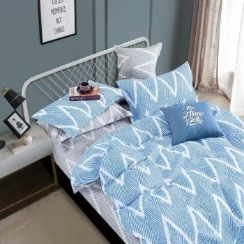 Škandinávske obojstranné sivo modré posteľné obliečky s geometrickým tvarom 3 časti: 1ks 160 cmx200 + 2ks 70 cmx80 Modrá 70 x 80 cm 38520-181210